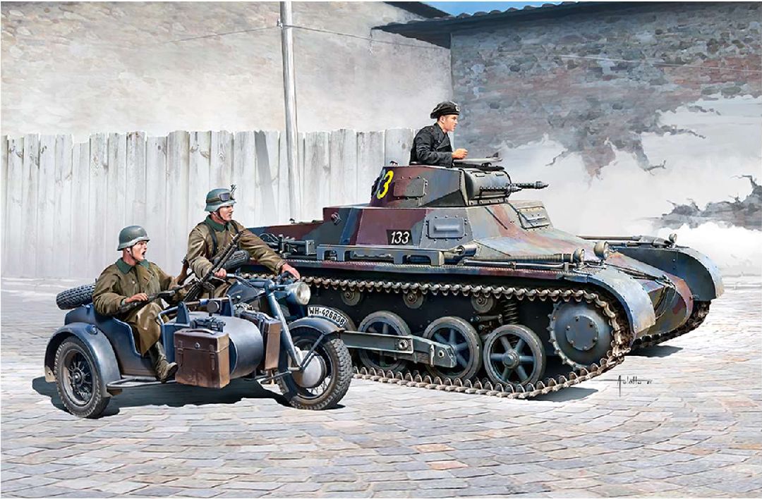 Academy 1/35 German Panzer I & Motorcycle