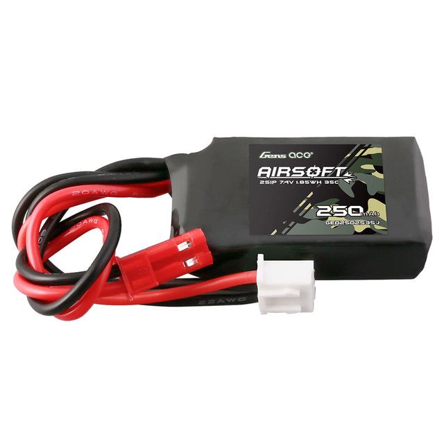 Gens Ace 250mAh 2S 7.4V 35C Airsoft Battery With JST Plug