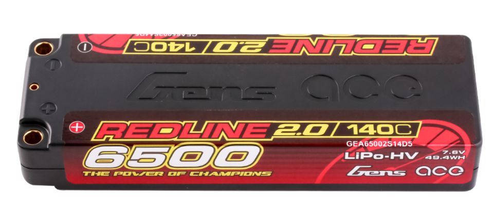 Gens Ace Redline 2.0 6500mAh 2S 7.6V 140C LiPo w/ 5.0mm Bullet