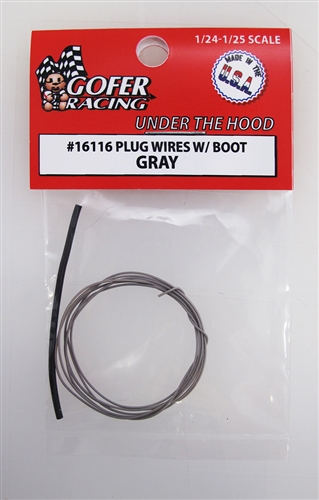 Gofer Racing Plug Wires With Boot - Gray 1/24