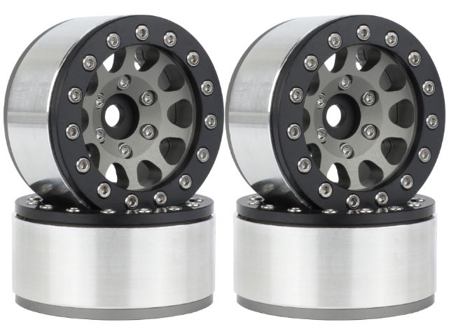 Hobby Details 1.55" Alum CNC BeadLock Wheels - Ti Black (4)