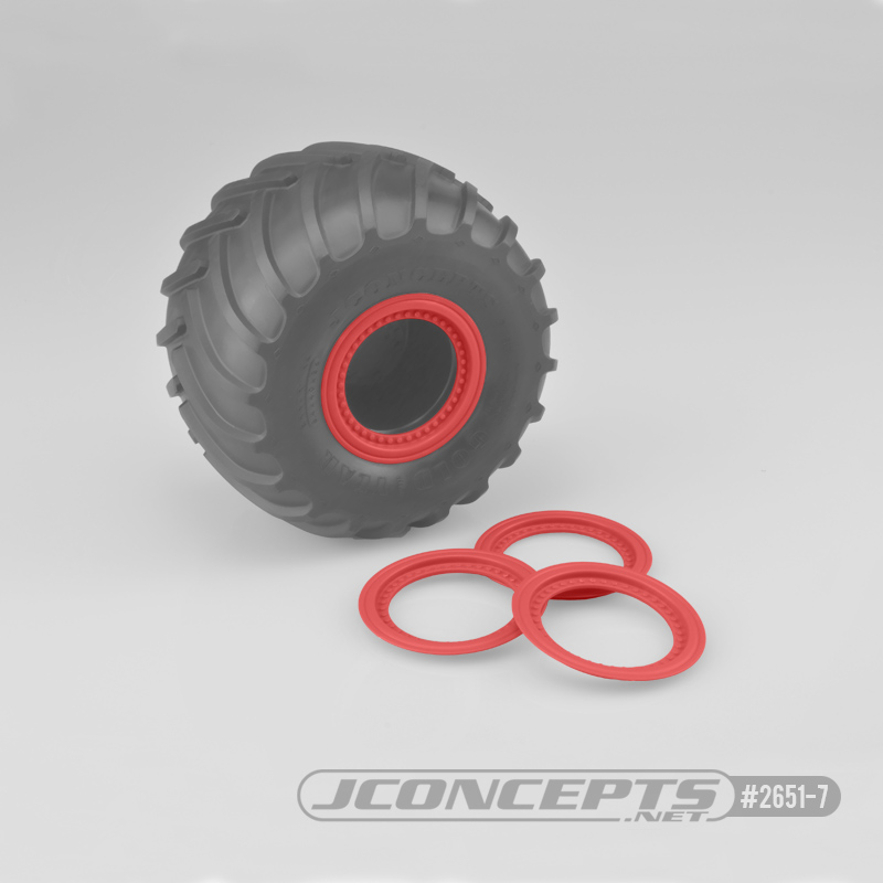 JConcepts Tribute wheel mock beadlock rings - red - glue-on