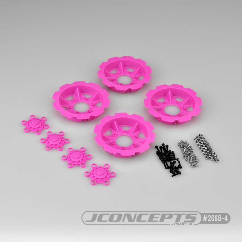 JConcepts Tracker wheel discs, 4pc - pink (Fits - #3379)