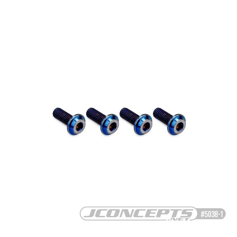 JConcepts 3x8mm Top Hat Titanium Screw - Burnt Blue (4)
