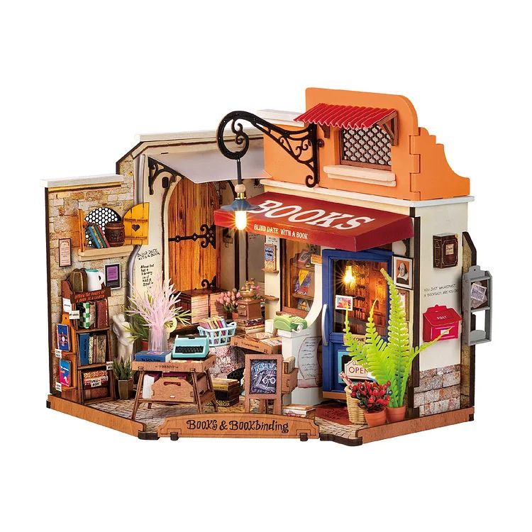 Rolife Corner Bookstore DIY Miniature House Kit