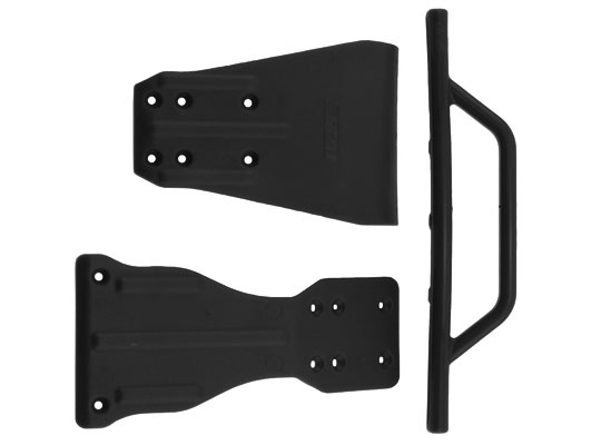 RPM Front Bumper Skid Plate & Chassis Brace Set for SC10 - Black