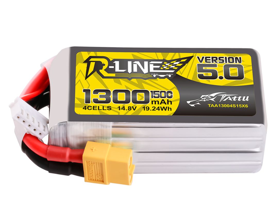 Tattu R-Line 5.0 1300mAh 4S 14.8V 150C Lipo w/ XT60 Plug