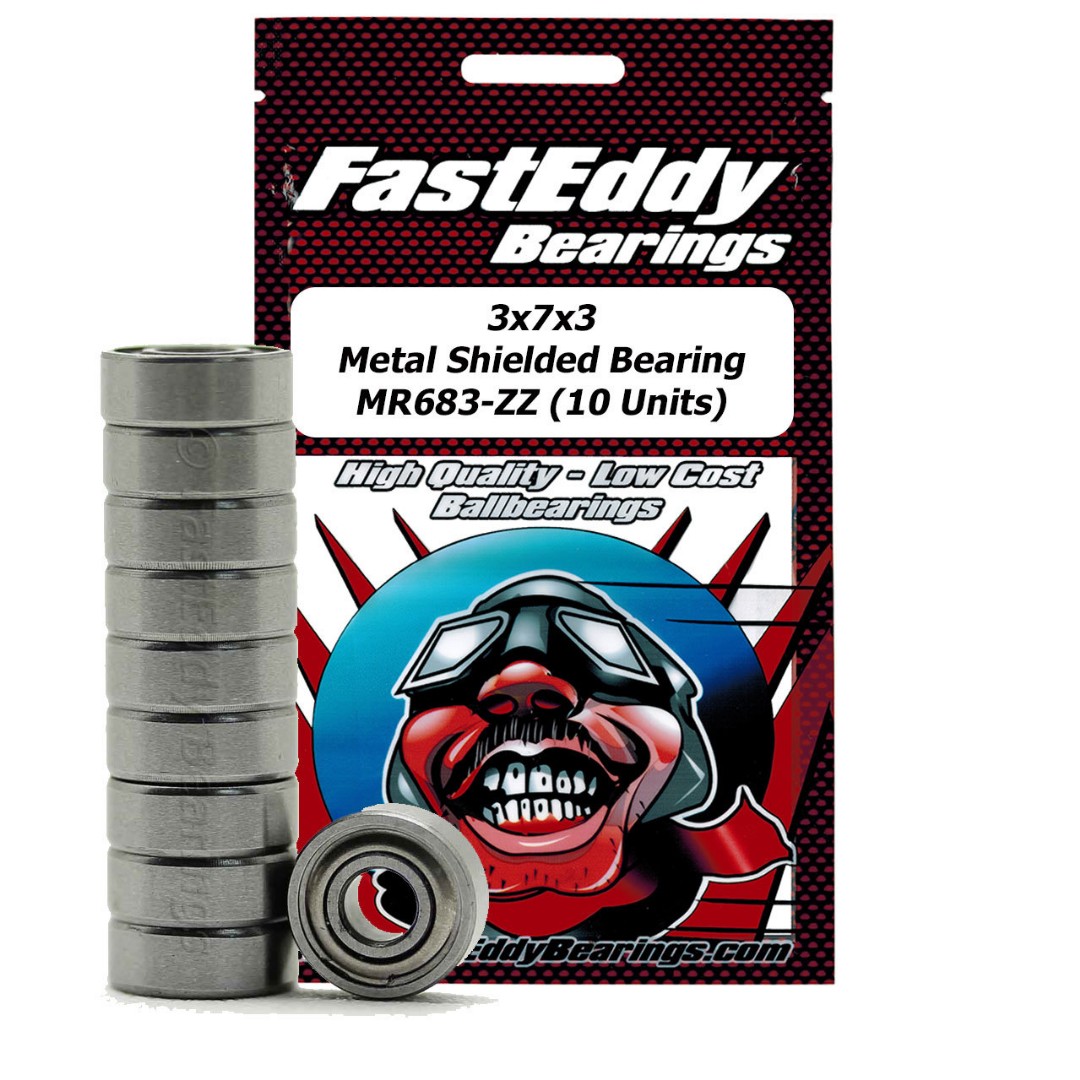 Fast Eddy 3x7x3 Metal Shielded Bearings MR683-ZZ (10)