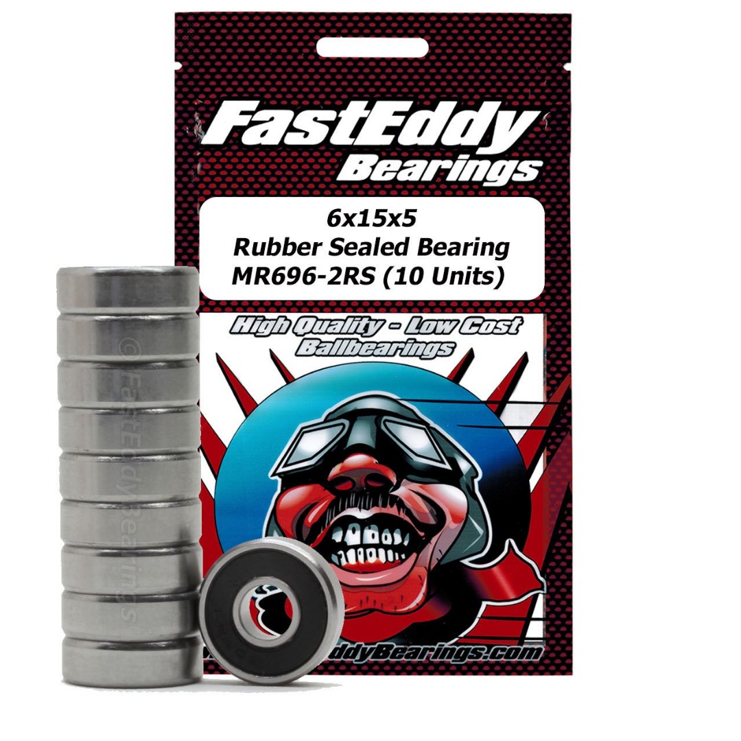 Fast Eddy 6x15x5 Rubber Sealed Bearing MR696-2RS (10)