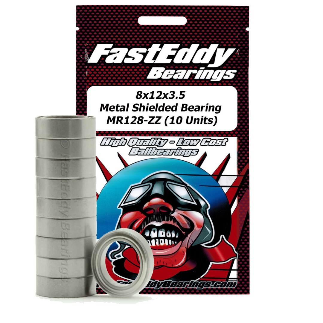 Fast Eddy Tamiya 1280 Metal Shielded Replcmnt Brng 8X12X3.5 (10)