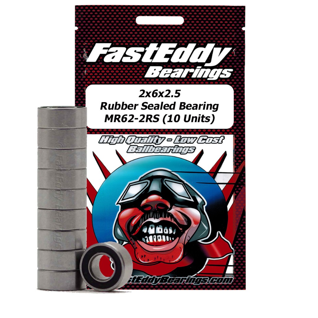 Fast Eddy Tamiya 620 Rubber Sealed Replcmnt Bearing 2X6X2.5 (10)