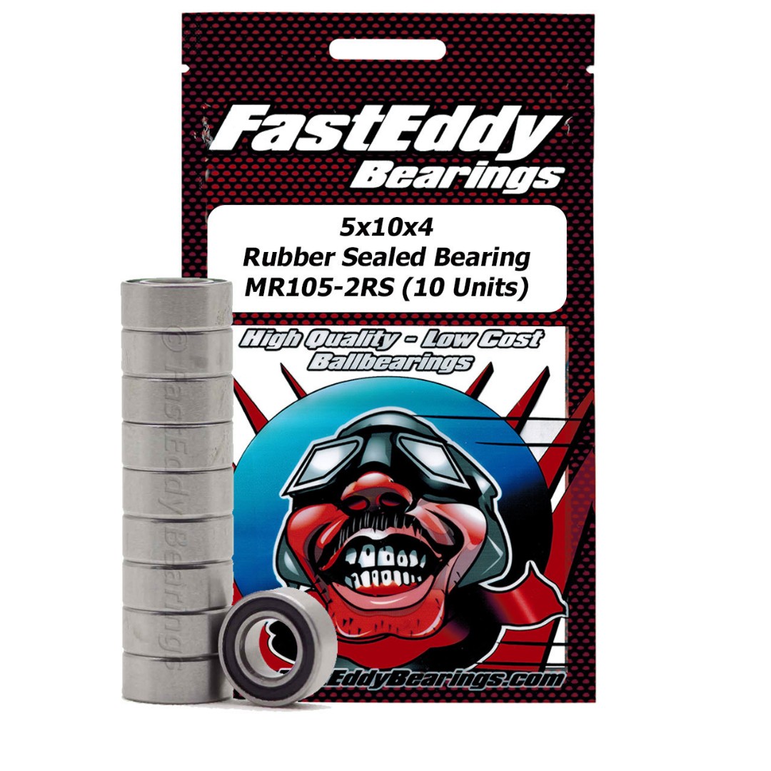Fast Eddy 5x10x4mm Rubber Sealed Bearings MR105-2RS (10)