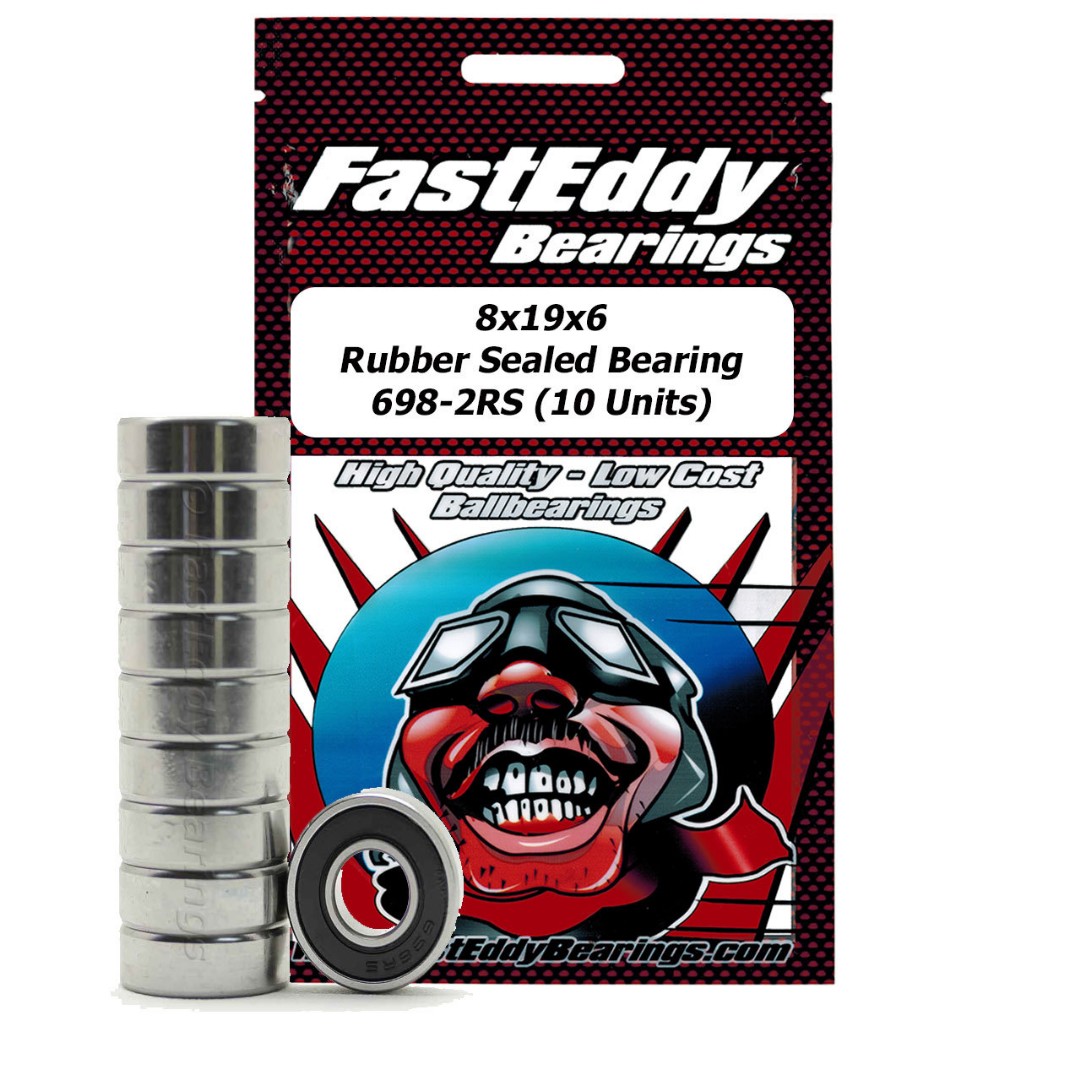 Fast Eddy 8x19x6 Rubber Sealed Bearing 698-2RS (10)