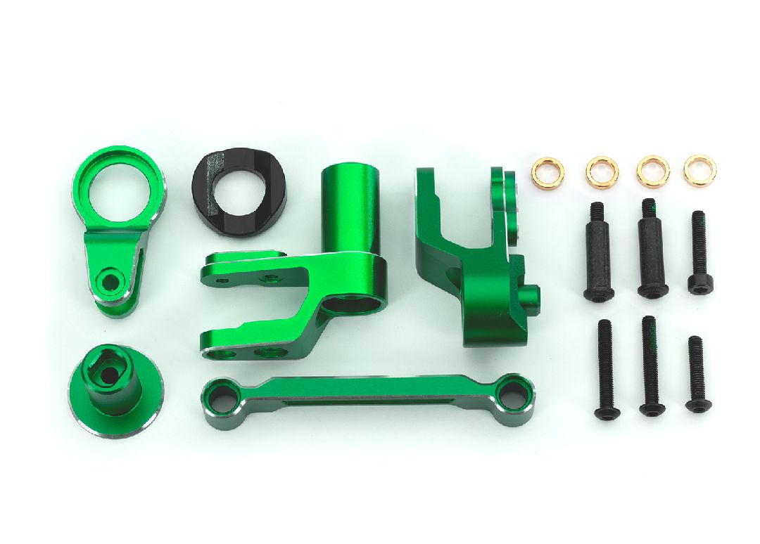 Traxxas Steering bellcranks, draglink, green-anodized aluminum