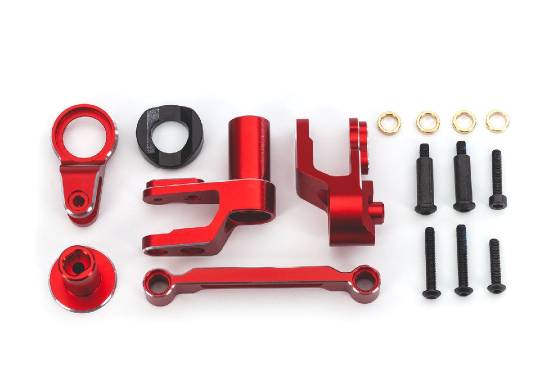 Traxxas Steering bellcranks, draglink, red-anodized aluminum