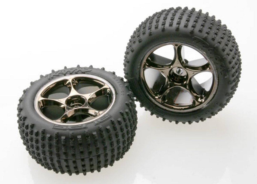 Traxxas Tires & Whls (Tracer 2.2" Blk Chrme Whls/Alias tires)(2)