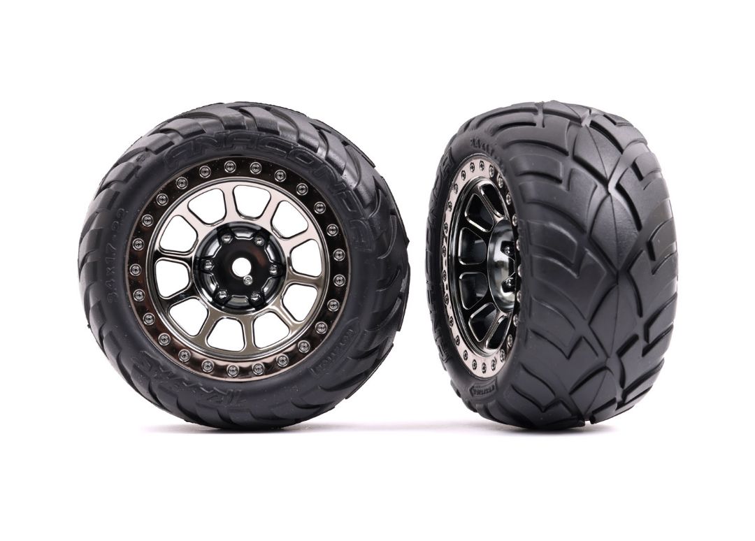 Traxxas Rear Black Chrome w/ Anaconda Tires