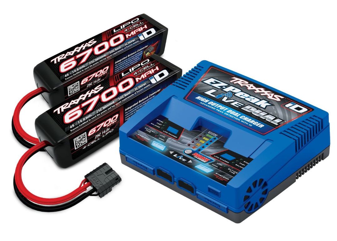 Traxxas EZ-Peak Dual Live 4S Completer Pack w/ 2 6700mAh LiPo's - Click Image to Close