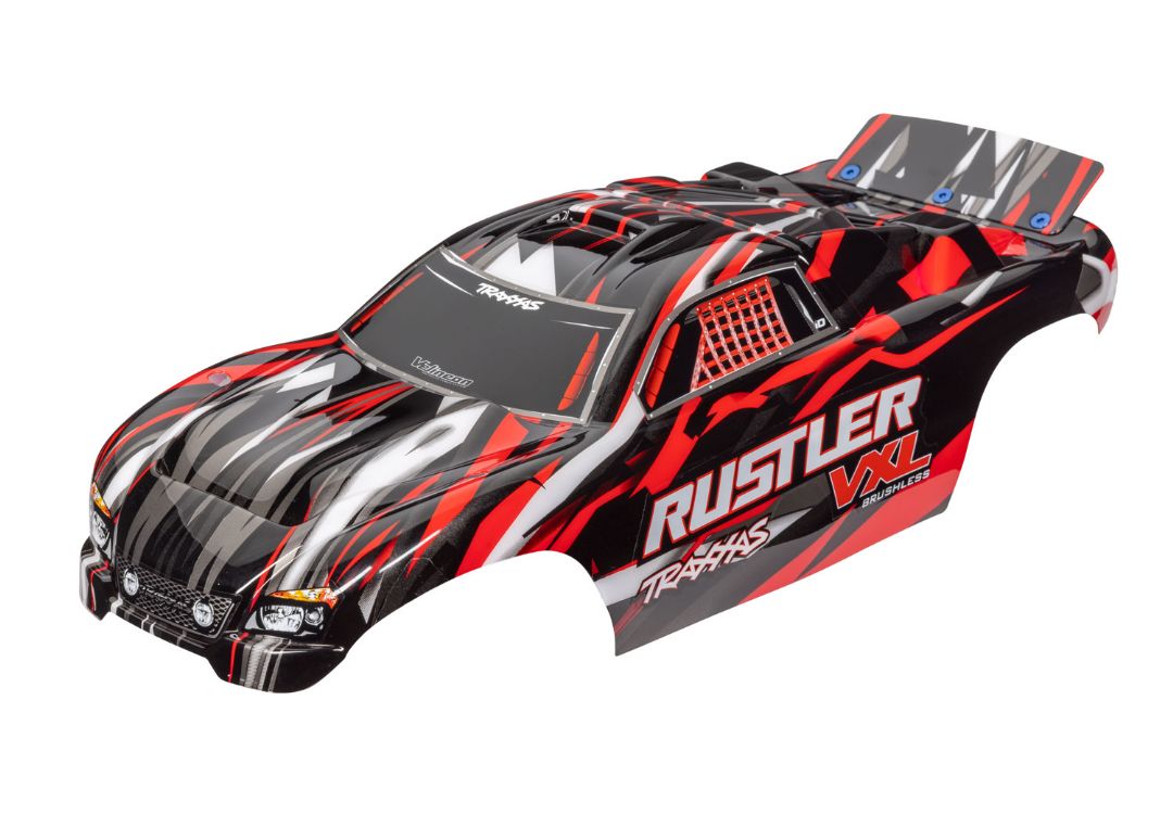 Traxxas Body, Rustler VXL, Red (Painted, Decals Applied)