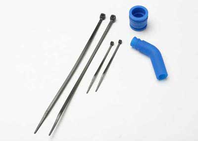 Traxxas Pipe coupler, molded (blue)/ exhaust deflecter (rubber,