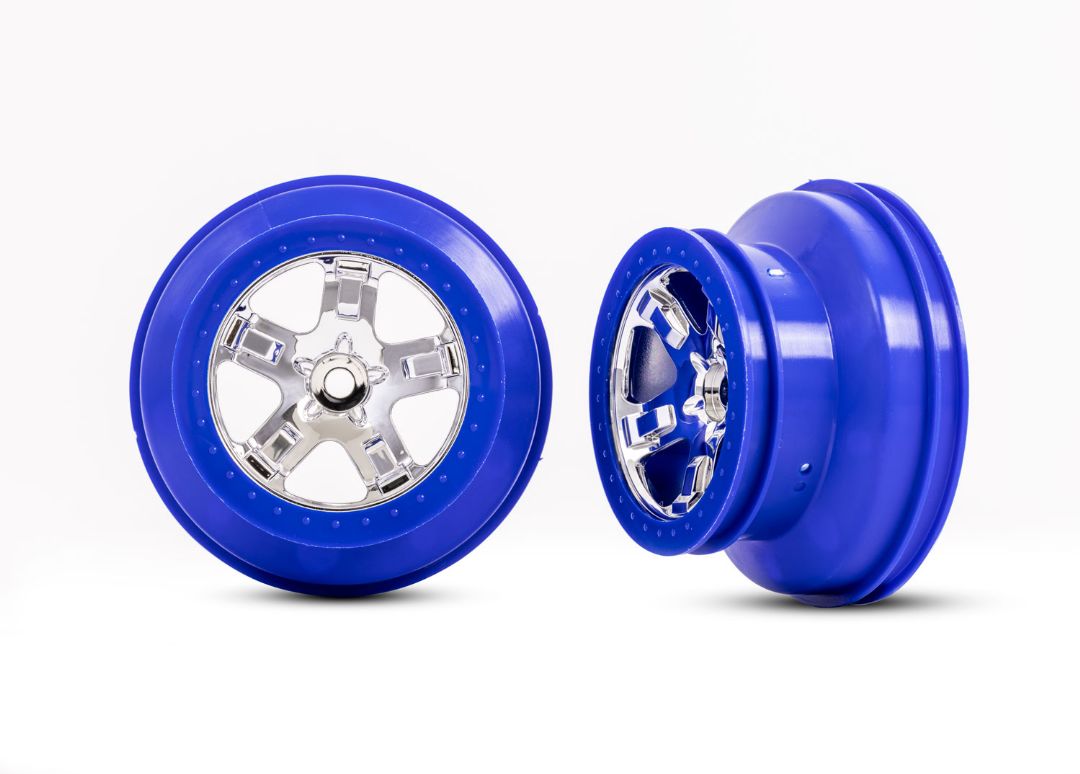 Traxxas 4WD F/R & 2WD Rear SCT Satin/Blue Beadlock wheels