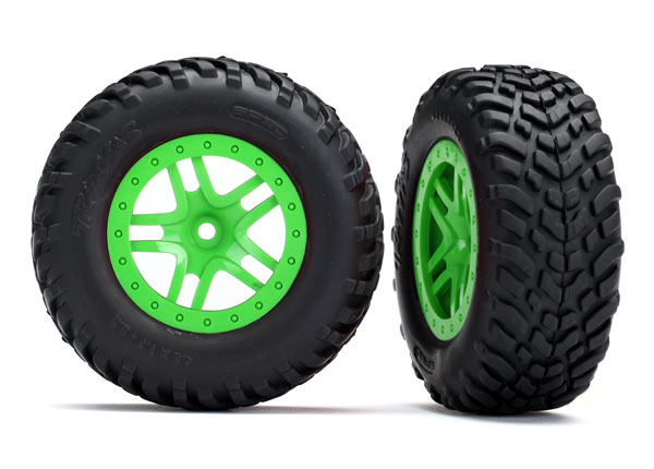 Traxxas Tires & wheels, assembled, glued (SCT Split-Spoke green