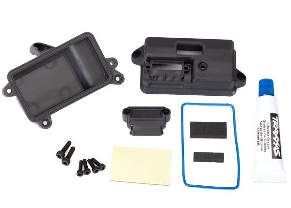 Traxxas Box, receiver (sealed)/ foam pad/ 2.5x8mm CS (4)/ 3x10m