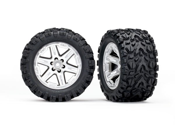 Traxxas Tires & wheels, assembled, glued (2.8") (RXT satin chrom