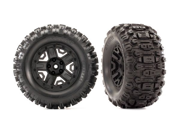 Traxxas Tires & wheels, black, 2.8" / Sledgehammer wheel