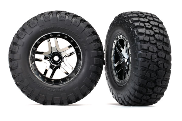 Traxxas Tires & wheels, assembled, glued (SCT Split-Spoke black