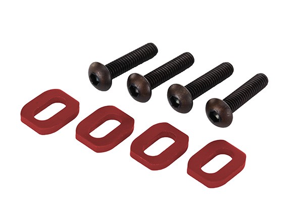 Traxxas Washers, motor mount, aluminum (red-anodized) (4)/ 4x18m