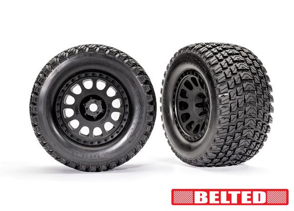 Traxxas Premount XRT® Black Wheels with Gravix™ Belted Tires