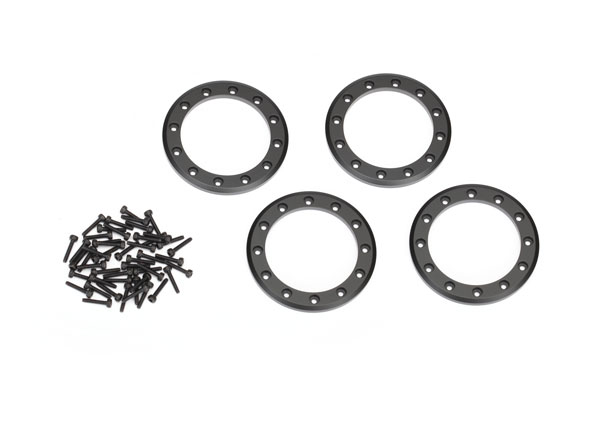Traxxas Beadlock rings, black (2.2") (aluminum) (4)/ 2x10 CS (48