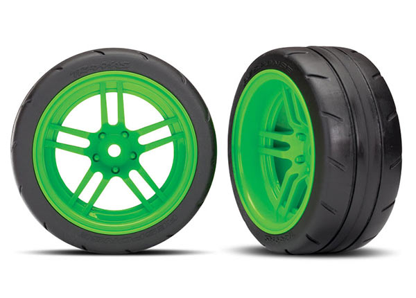 Traxxas Tires And Wheels, Assembled, Glued (Split-Spoke Green Wh