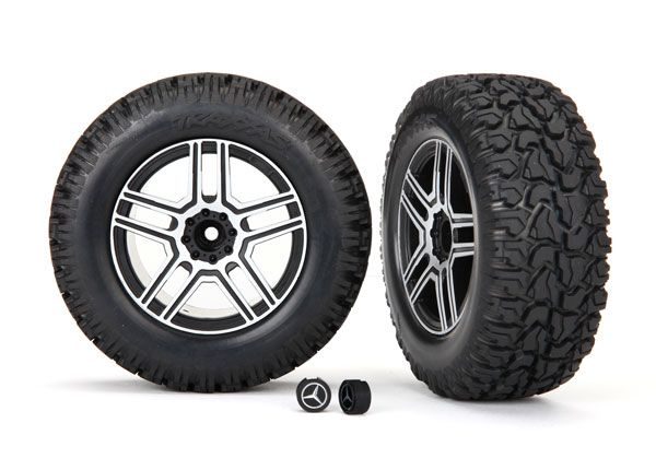 Traxxas Tires and wheels, assembled, glued (2.6" black, satin ch