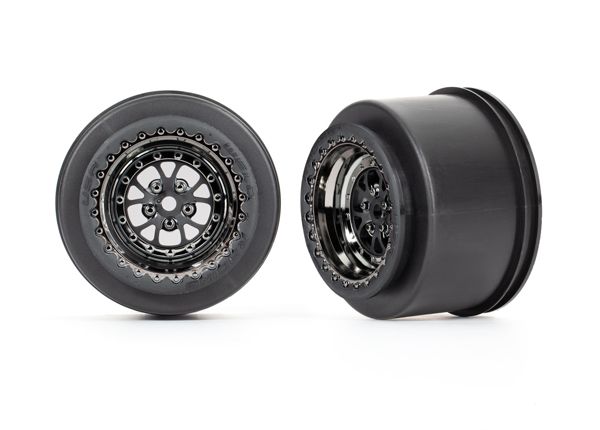 Traxxas Wheels, Weld black chrome (rear) (2)