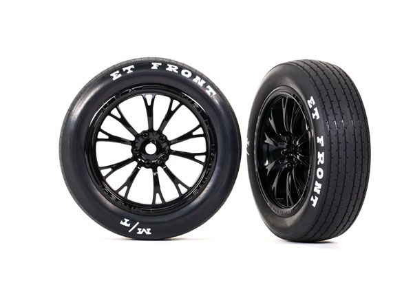 Traxxas Tires & wheels, assembled (gloss black wheels) (Fr) (2)