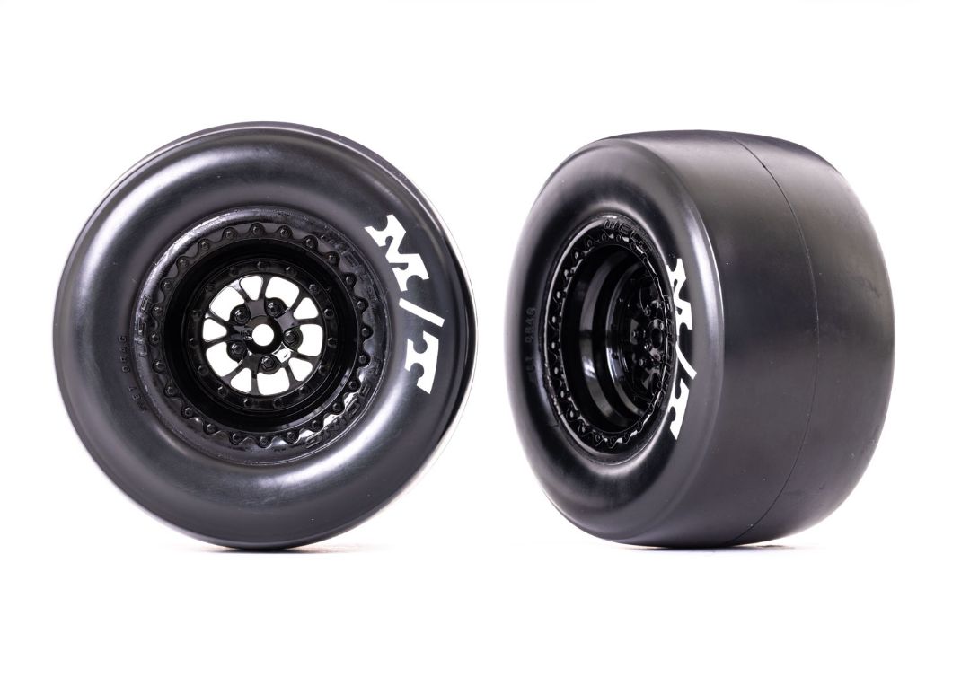 Traxxas Tires & wheels (Weld glossy black) M/T Drag Slicks (2)
