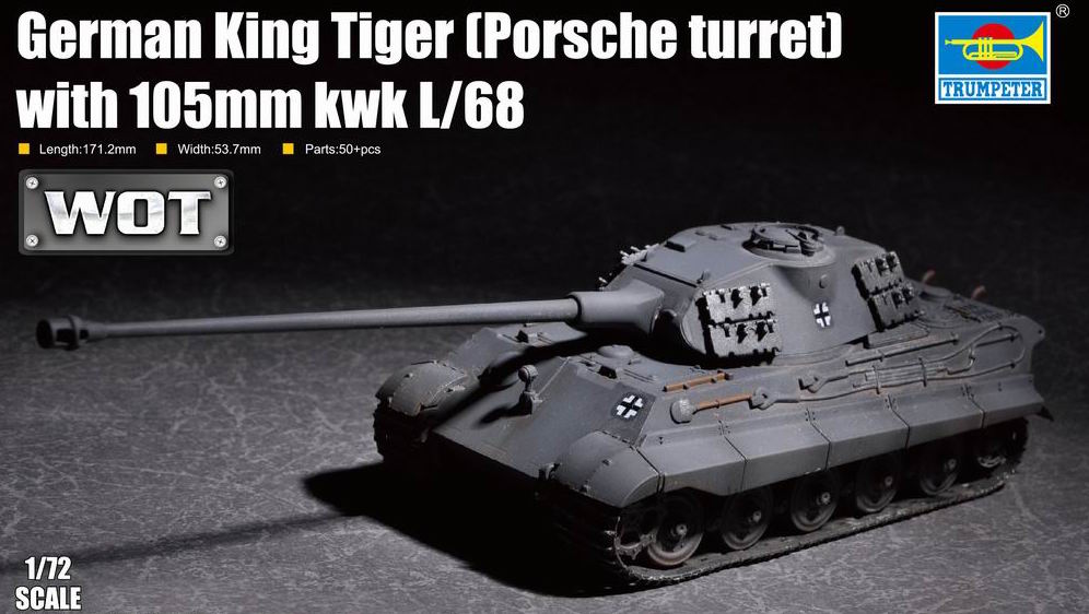 Trumpeter 1/72 German King Tiger (Porsche turret) with 105mm kWh
